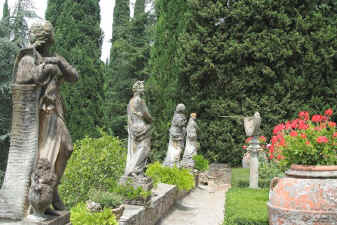 Tuscan villa garden statues